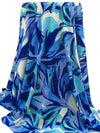 Cornflower/Aqua/White/Multi Polyester/Lycra Abstract Wave Print ITY Knit - NY Designer - 58W