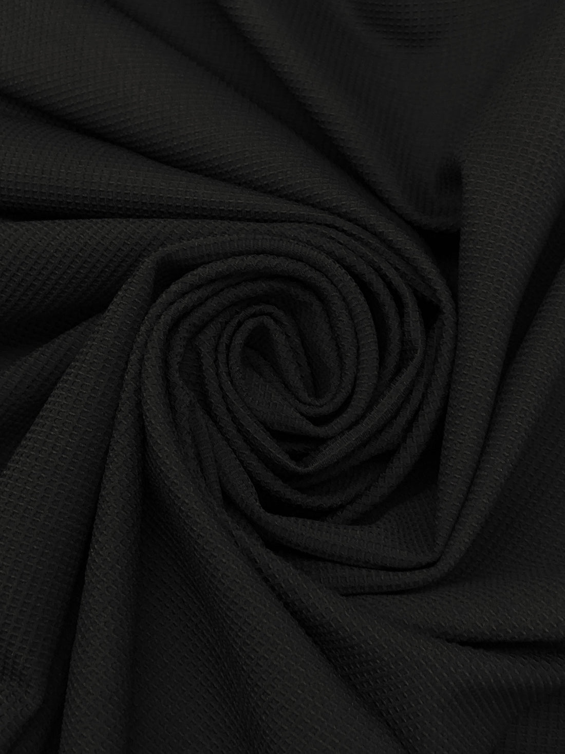 Black Polyester/Lycra Waffle Weave Double Knit 50W