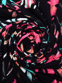 Black/Teal/Apricot/Multi Polyester/Lycra Abstract Brushstrokes Print ITY Knit - NY Designer - 58W