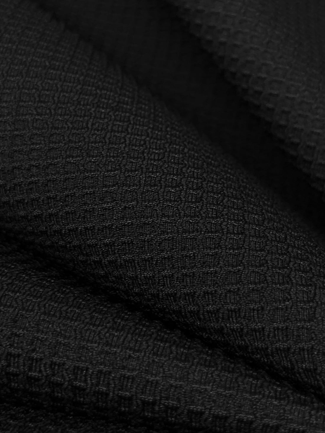 Black Polyester/Lycra Waffle Weave Double Knit 50W