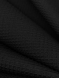 Black Polyester/Lycra Waffle Weave Double Knit 50W