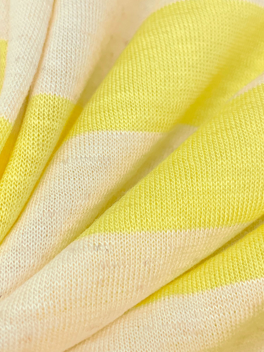 Yellow/Heathered Off-White Rayon/Lycra Horizontal Stripe Jersey Knit 56W