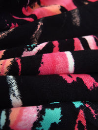 Black/Teal/Apricot/Multi Polyester/Lycra Abstract Brushstrokes Print ITY Knit - NY Designer - 58W