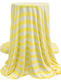 Yellow/Heathered Off-White Rayon/Lycra Horizontal Stripe Jersey Knit 56W