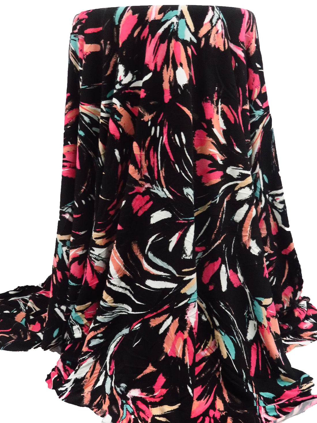 Black/Teal/Apricot/Multi Polyester/Lycra Abstract Brushstrokes Print ITY Knit - NY Designer - 58W