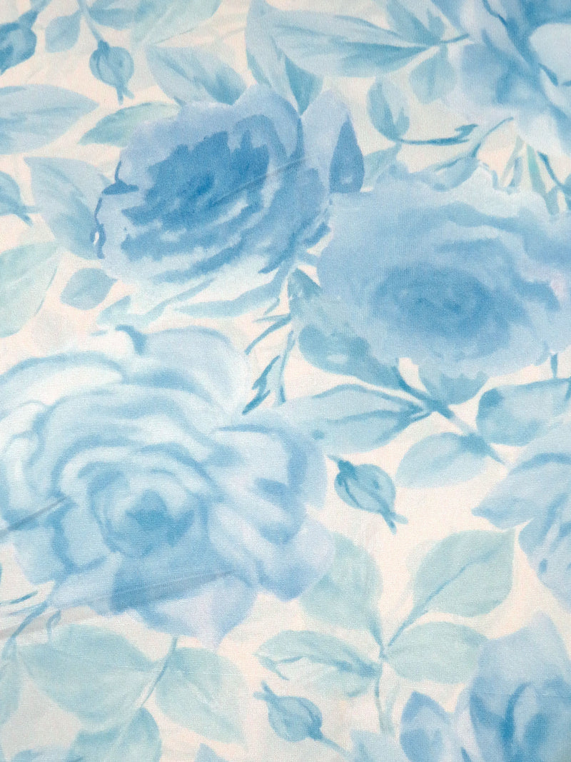 White/Pale Cerulean/Pastel Blue/Multi Polyester/Lycra Floral Print DTY Knit - NY Designer - 60W