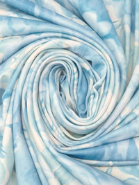 White/Pale Cerulean/Pastel Blue/Multi Polyester/Lycra Floral Print DTY Knit - NY Designer - 60W