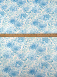 White/Pale Cerulean/Pastel Blue/Multi Polyester/Lycra Floral Print DTY Knit - NY Designer - 60W