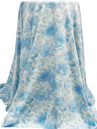 White/Pale Cerulean/Pastel Blue/Multi Polyester/Lycra Floral Print DTY Knit - NY Designer - 60W