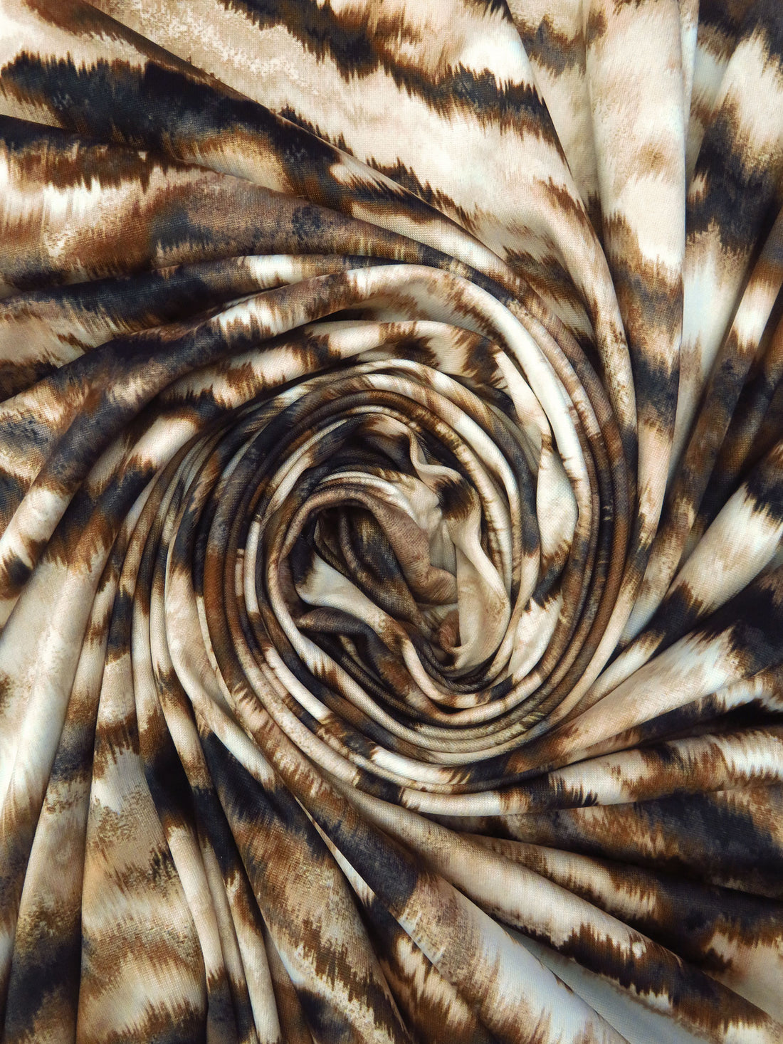 Wheat/Dark Brown/Black/Multi Polyester/Lycra Abstract Animal Print DTY Knit - NY Designer - 62W
