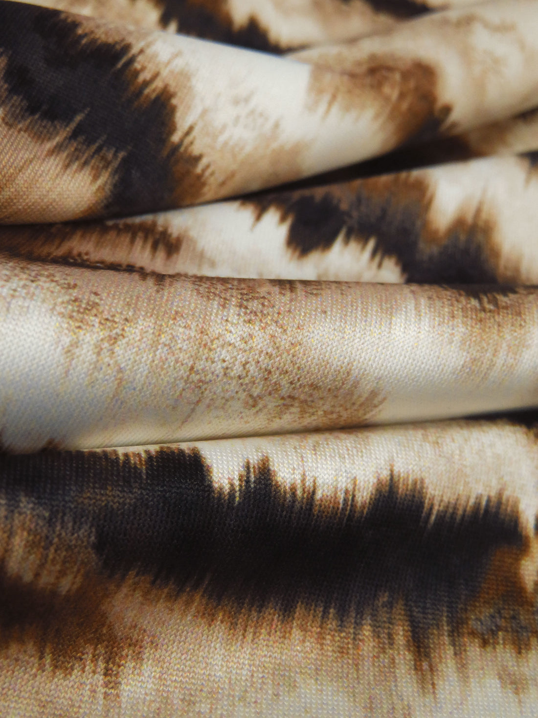 Wheat/Dark Brown/Black/Multi Polyester/Lycra Abstract Animal Print DTY Knit - NY Designer - 62W