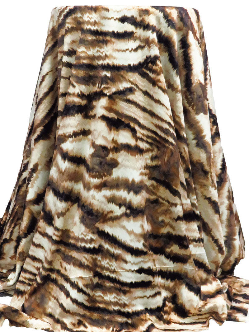 Wheat/Dark Brown/Black/Multi Polyester/Lycra Abstract Animal Print DTY Knit - NY Designer - 62W
