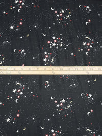 Black/Lemon/White/Multi 100% Polyester Night Sky Print Chiffon 56W