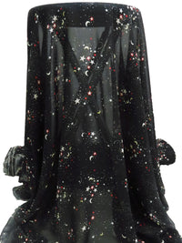 Black/Lemon/White/Multi 100% Polyester Night Sky Print Chiffon 56W