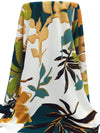 White/Teal/Goldenrod/Multi 100% Polyester Large Abstract Leaf Print Textured Blouseweight Woven - NY Designer - 58W