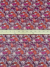 Rust/Greek Aubergine Purple/White/Multi 100% Polyester Wildflower Print Crinkle Chiffon 57W