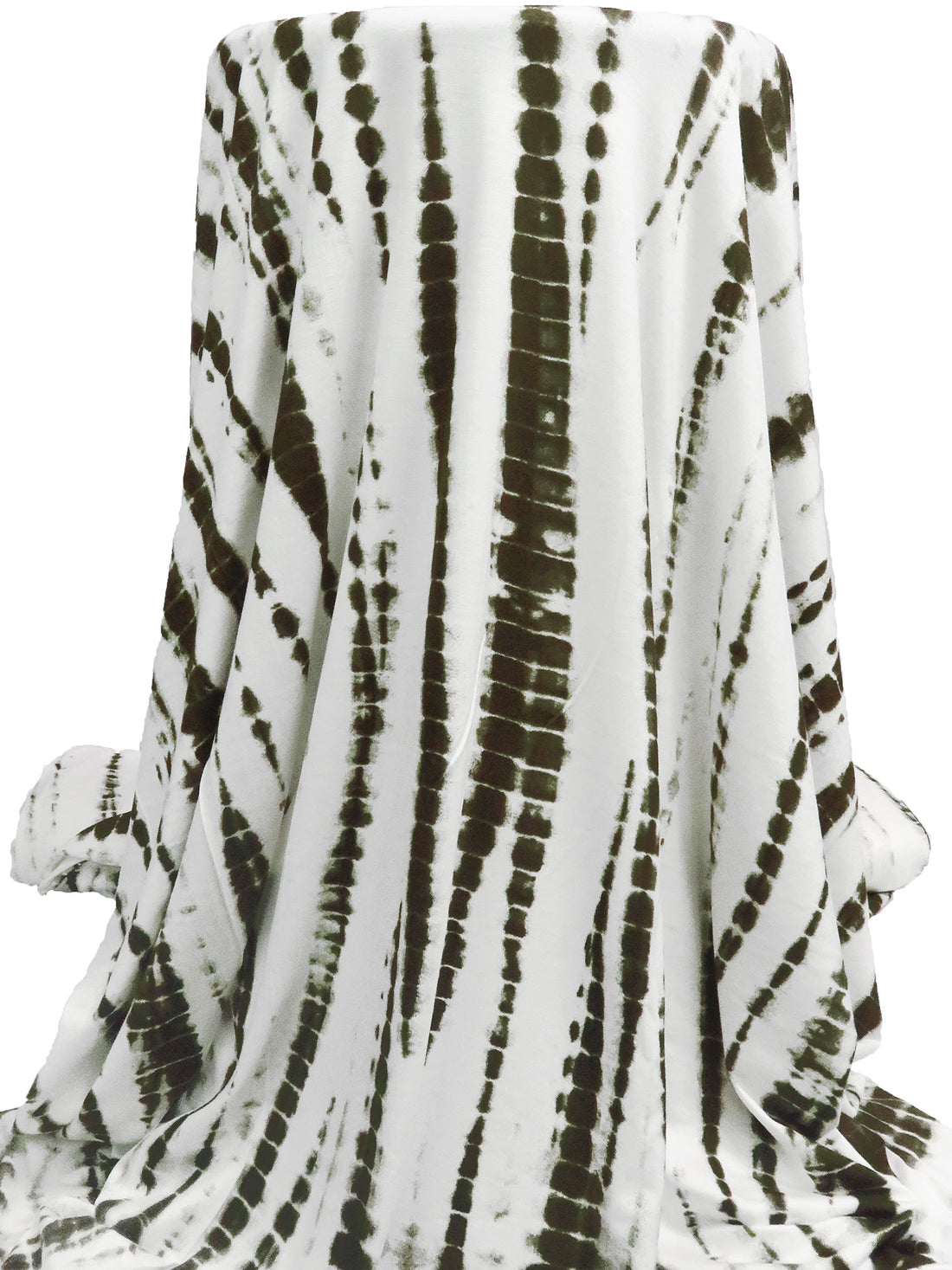 White/Dark Army Green Rayon/Lycra Abstract Print Jersey Knit 57W