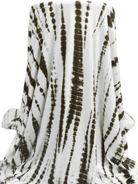 White/Dark Army Green Rayon/Lycra Abstract Print Jersey Knit 57W