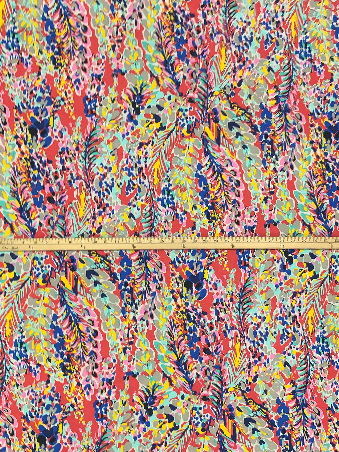 Coral/Cobalt Blue/Multi Polyester/Lycra Abstract Floral Print FTY Knit 59W