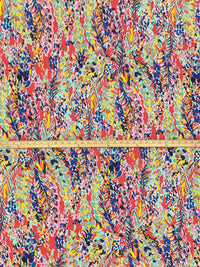 Coral/Cobalt Blue/Multi Polyester/Lycra Abstract Floral Print FTY Knit 59W