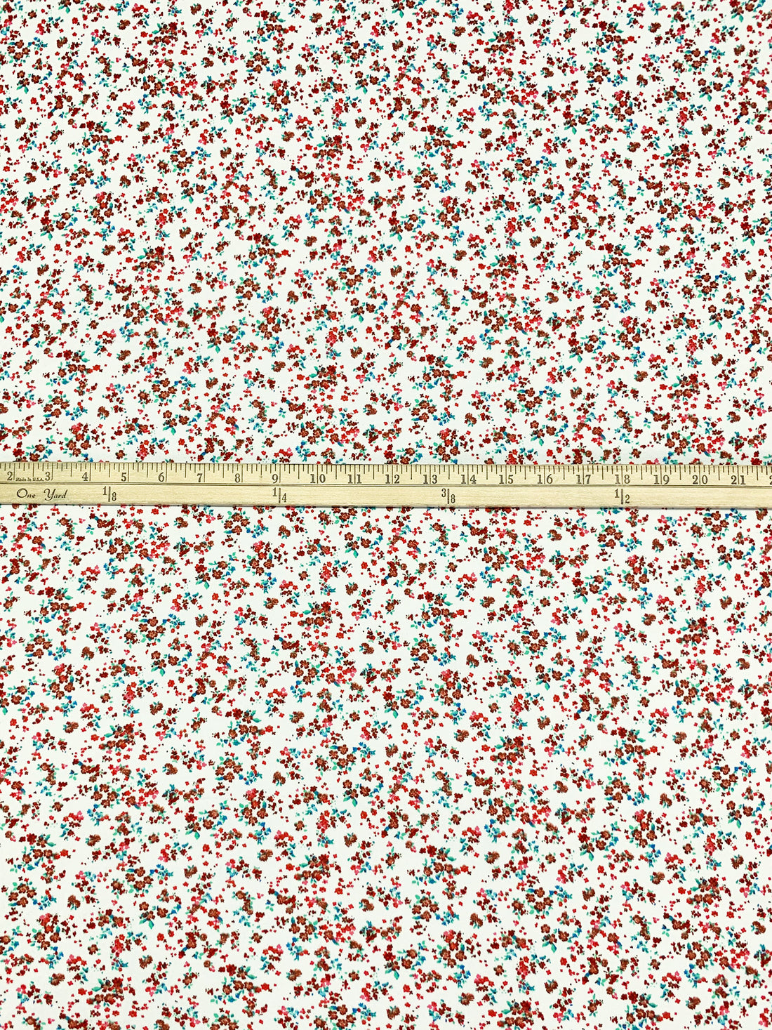 Eggshell Brick Red/Multi Polyester/Lycra Ditsy Floral Print Double Brushed Knit 62W