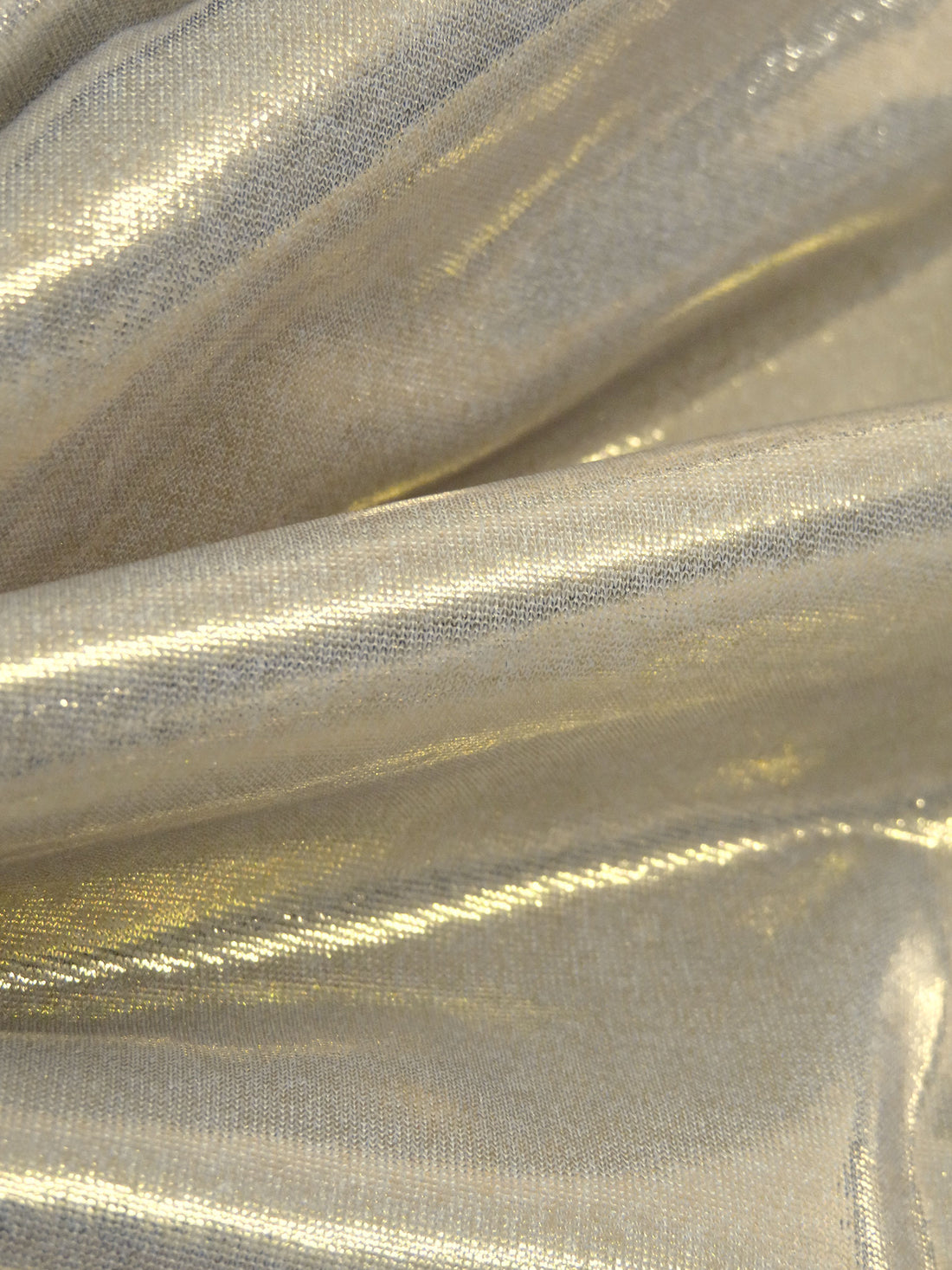 Gold/White Polyester/Lycra Foil Print Knit - NY Designer - 56W