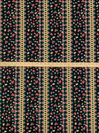 Black/Straw/Persian Red/Multi Polyester/Lycra Vertical Ditsy Floral Print Double Brushed Knit 60W