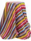 Scarlet/Marigold/Taffy Pink/Multi 100% Rayon Diagonal Stripe Print Poplin Shirting 58W