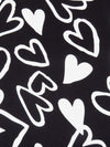 Black/White 100% Rayon Novelty Heart Print Twill Challis 56W