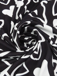 Black/White 100% Rayon Novelty Heart Print Twill Challis 56W