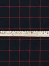 Black/Barn Red Polyester/Rayon/Lycra Windowpane Plaid Stretch Suiting - Famous Dress Designer - 56W