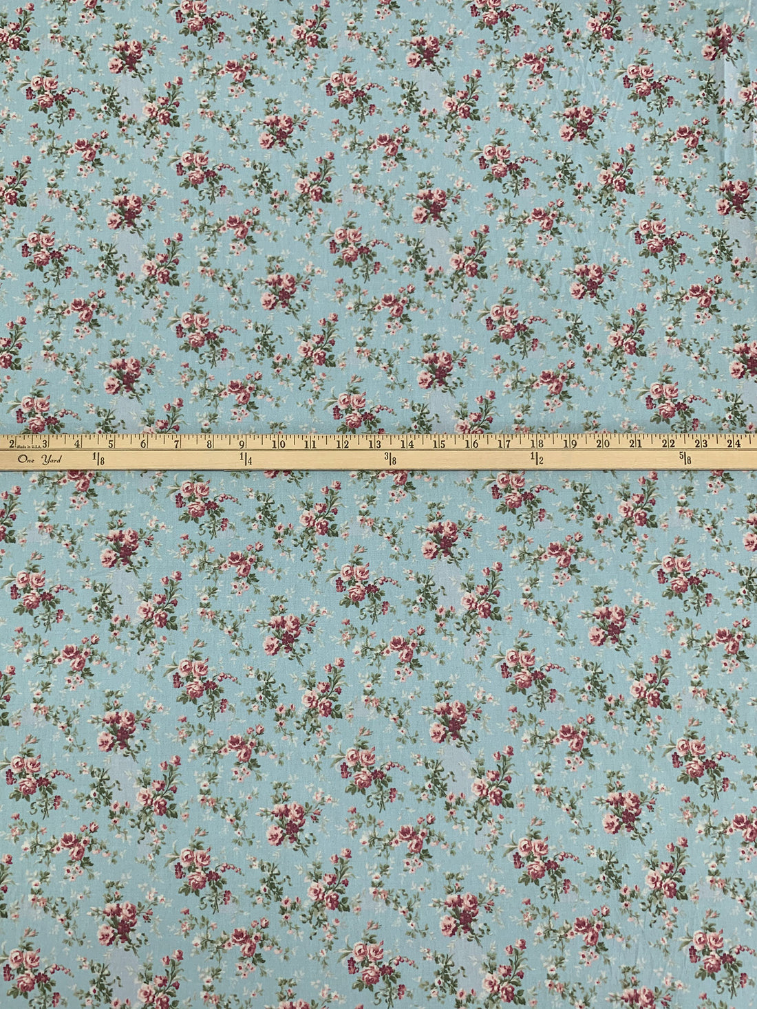 Powder Blue/Deep Coffee/Multi 100% Cotton Floral Print Shirt Weight Woven 58W