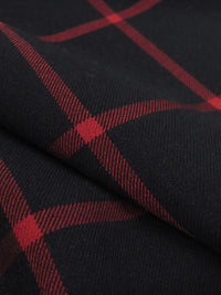 Black/Barn Red Polyester/Rayon/Lycra Windowpane Plaid Stretch Suiting - Famous Dress Designer - 56W