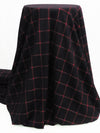 Black/Barn Red Polyester/Rayon/Lycra Windowpane Plaid Stretch Suiting - Famous Dress Designer - 56W