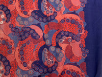 Dark Royal Blue/Fire Opal/Multi 100% Rayon Large Ornate Print Voile 52W