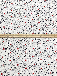 White/Dark Navy/Red 100% Cotton Stars Print Shirt Weight Woven 58W