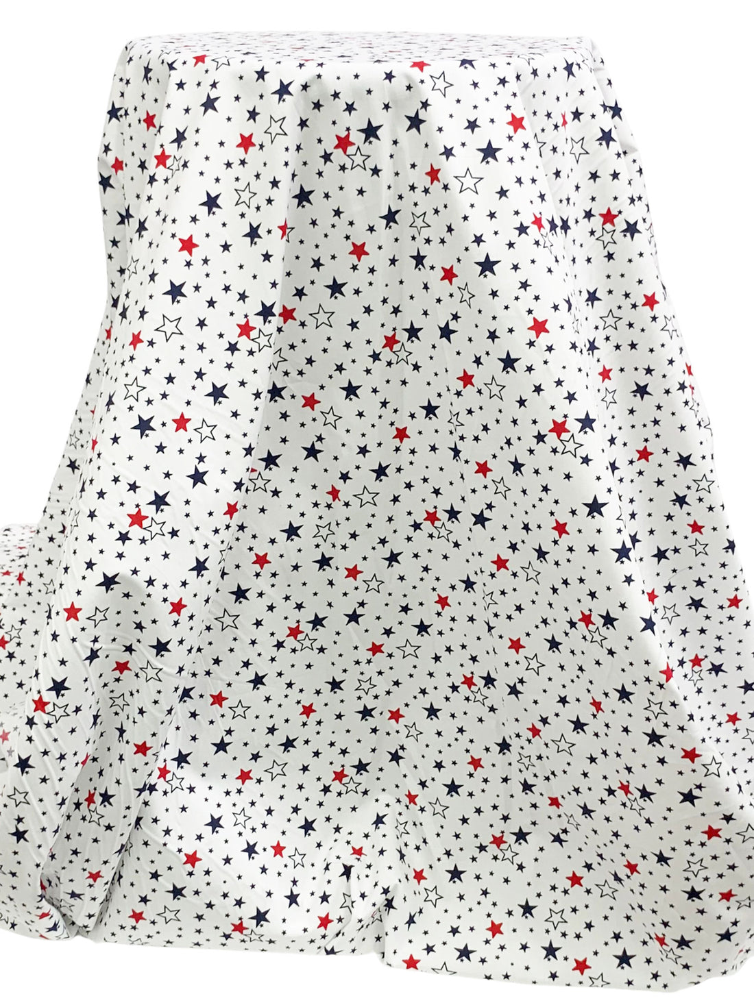 White/Dark Navy/Red 100% Cotton Stars Print Shirt Weight Woven 58W