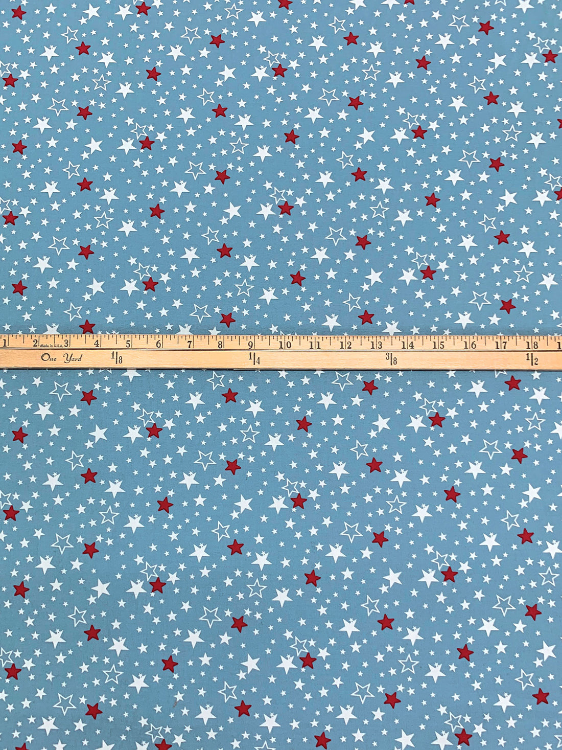 Iceberg Blue/Crimson/White 100% Cotton Stars Print Shirt Weight Woven 58W