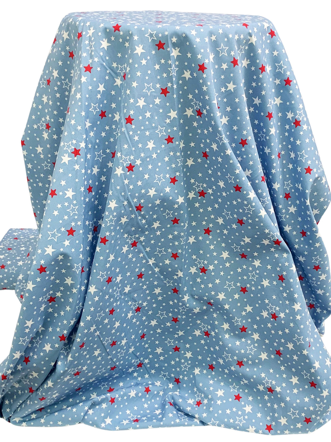 Iceberg Blue/Crimson/White 100% Cotton Stars Print Shirt Weight Woven 58W