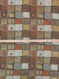 Olive/Biscuit Brown/Cinnamon/Multi Cotton/Rayon/Polyester Novelty Tile Design Tapestry Upholstery Fabric 58W