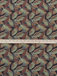 Avocado/Muted Goldenrod/Chocolate Brown/Multi 100% Polyester Novelty Leaves Design Tapestry Upholstery Fabric 58W