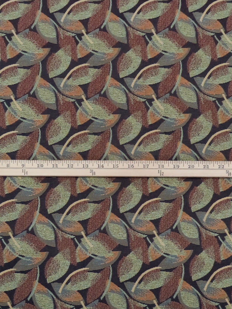 Avocado/Muted Goldenrod/Chocolate Brown/Multi 100% Polyester Novelty Leaves Design Tapestry Upholstery Fabric 58W