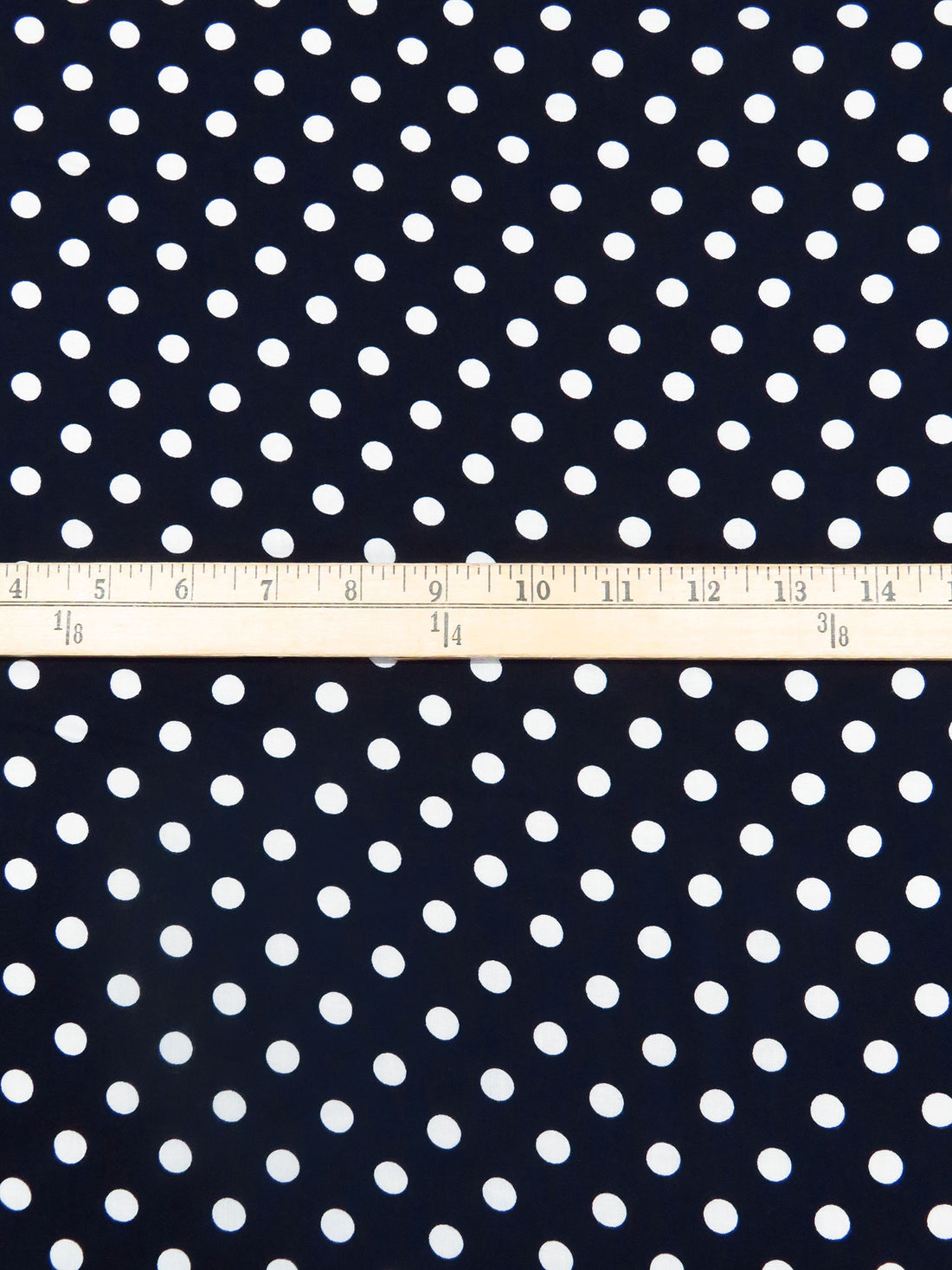 Dark Midnight Navy/White 100% Rayon Polka Dot Print Challis 54W