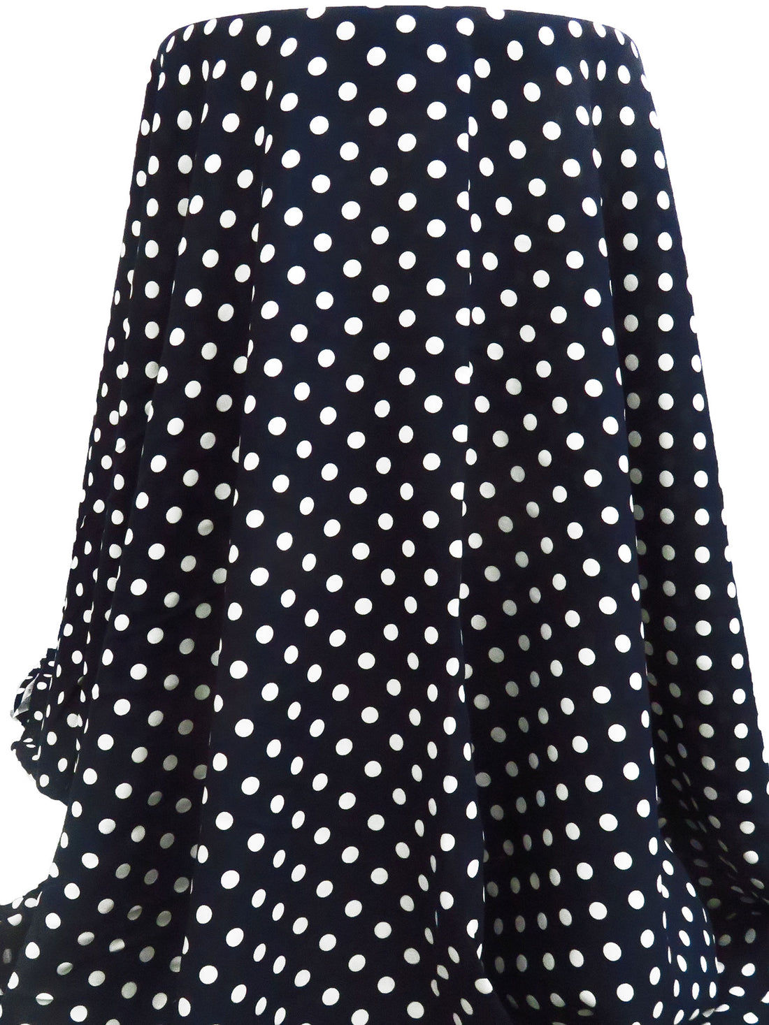 Dark Midnight Navy/White 100% Rayon Polka Dot Print Challis 54W