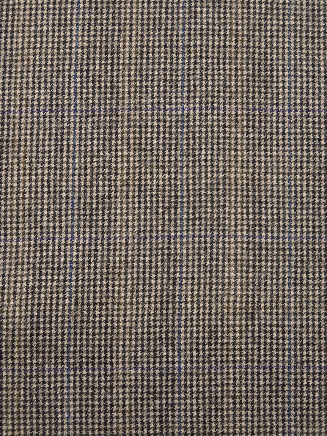 Grullo/Dark Chocolate/Dark Cornflower/Multi 100% Worsted Wool Mini Houndstooth Plaid Flannel Suiting 60W