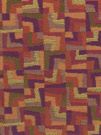 Pumpkin Orange/Jammy Purple/Golden Wheat/Multi Cotton/Rayon/Polyester Novelty Geometric Tile Design Tapestry Upholstery Fabric 54W