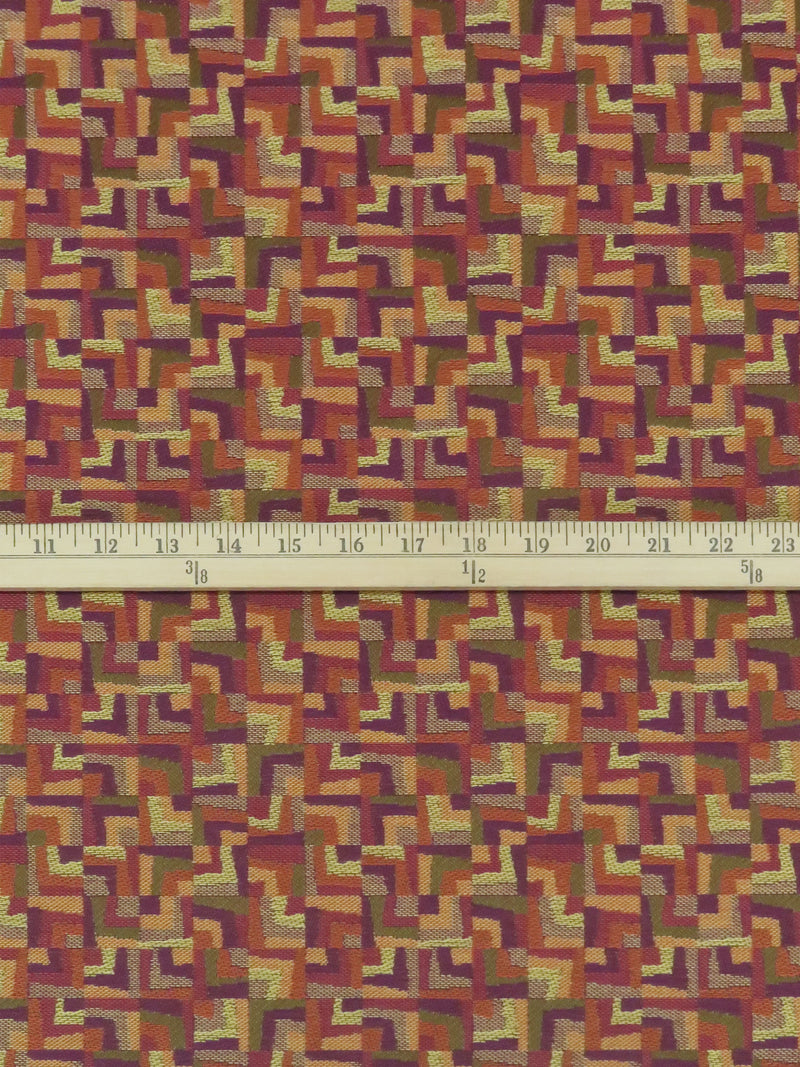 Pumpkin Orange/Jammy Purple/Golden Wheat/Multi Cotton/Rayon/Polyester Novelty Geometric Tile Design Tapestry Upholstery Fabric 54W