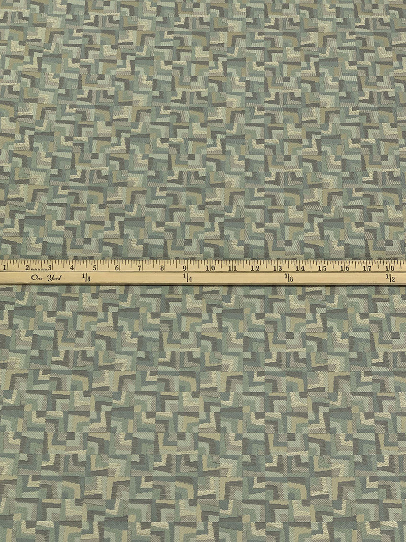 Iron Gray/Dark Tan/Golden Wheat/Multi Cotton/Rayon/Polyester Novelty Geometric Tile Design Tapestry Upholstery Fabric 55W