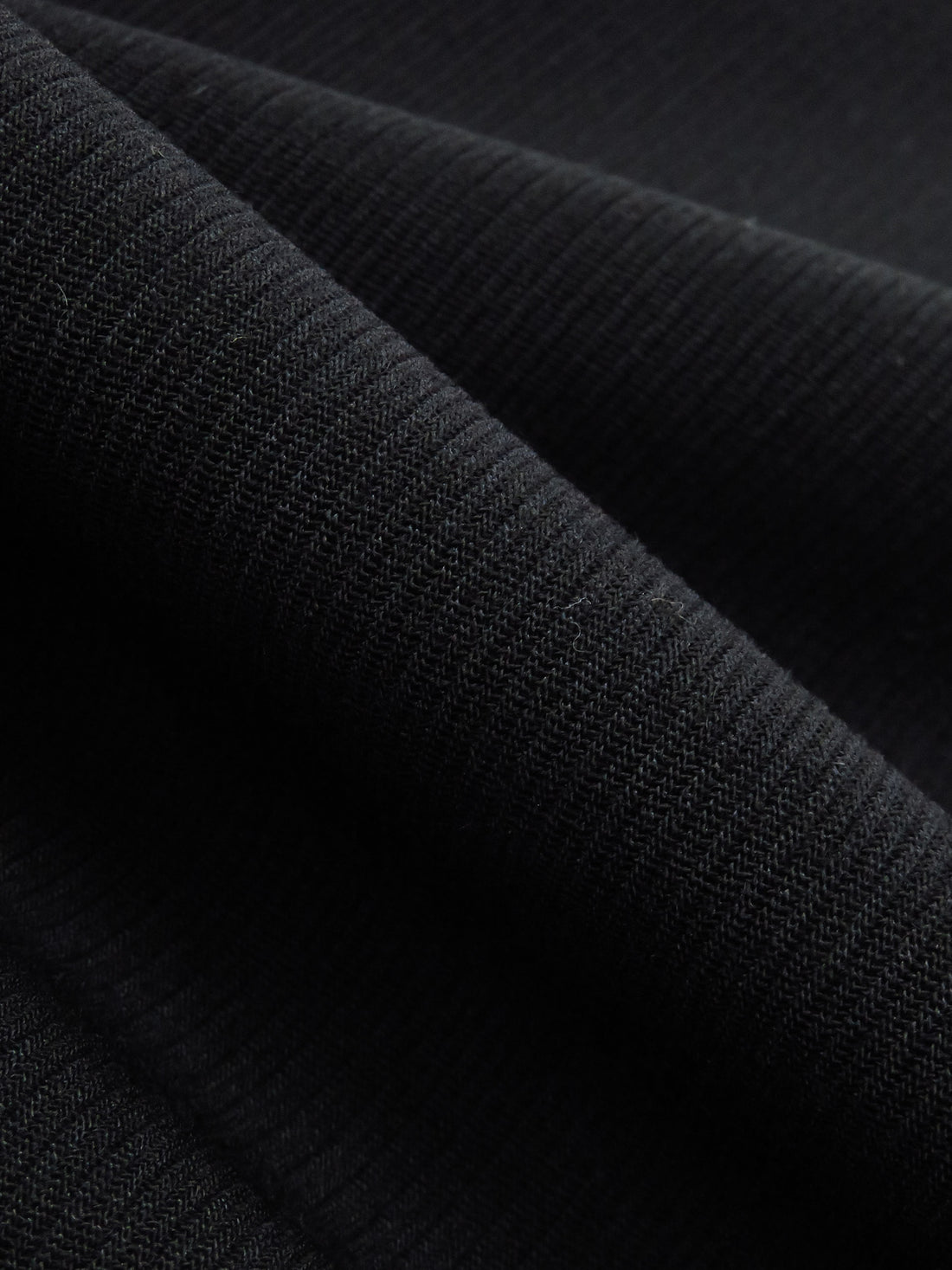 Coal Black 100% Worsted Wool Raised Twill Suiting 56W