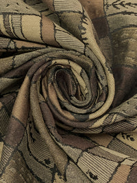 Dark Coffee Brown/Tan/Black/Multi Polyester/Cotton Abstract Mosaic Design Tapestry Upholstery Fabric 54W